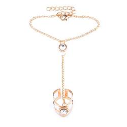 Wedity Vintage Schmetterling Charm Armbänder Gold Kristall Handgeschirr Armbänder Fingerringe Hand Accessoires für Frauen und Mädchen (Kristall) von Wedity