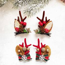 Weihnachten Wedity Hairpin Antlers die haare. Bowknot weihnachtsbaum schneeflocken kristalle frauen mit Headdress party mädchen (2 Pairs) (A) von Wedity
