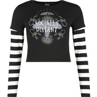 Wednesday - Gothic Langarmshirt - Socially Distant - S bis XXL - für Damen - Größe L - schwarz/weiß  - EMP exklusives Merchandise! von Wednesday