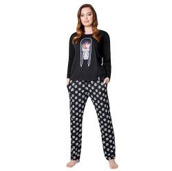 Wednesday Schlafanzug Damen Lang Baumwolle Pyjama Damen und Teenager Lounge Set Damen S - XL - Geschenke für Frauen (Schwarz Wednesday, L) von Wednesday