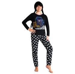 Wednesday Schlafanzug Mädchen Baumwolle, Lange Pyjama Mädchen & Teenager 7-16 Jahren - Geschenke für Mädchen (Schwarz Schädel, 11-12 Jahre) von Wednesday