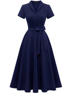 Wedtrend Abendkleid 50er Jahre Kleider Damen mit Ärmel Petticoat Kleid A Linie 50er Jahre Kleid Festlich Damen Cocktailkleid Damen Elegant für Hochzeit WTP30001 Marineblau S von Wedtrend