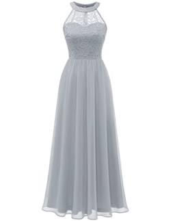 Wedtrend Abendkleid A Linie Festliches Kleid Hochzeitsgast Kleid Damen Brautkleid Standesamt Lang Ärmellos Kleid Damen Abendkleider Elegant für Hochzeit WT0201 Grey 2XL von Wedtrend