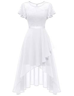 Wedtrend Abendkleid Damen Kurz Kleid Traube Abendkleider Hochzeit Standesamt Kleider Brautkleid Spitzenkleider mit Chiffon WT0303 White 3XL von Wedtrend