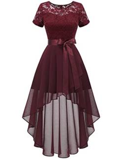 Wedtrend Abendkleid Elegant Brautkleid Elegant A Linie Kleider High Low Kleid für Hochzeit WT0209 Burgundy S von Wedtrend