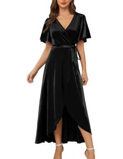 Wedtrend Abendkleid Elegant Damen Festlich Kleid Damen Kleid mit Gürtel Schicke Kleider Kleider für Hochzeit WTSR002 Black L von Wedtrend