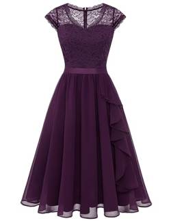 Wedtrend Abendkleid Elegant Kleider Cocktailkleider Kleid Damen Elegant Festlich Kleid mit Rüschen WT0212 Grape M von Wedtrend