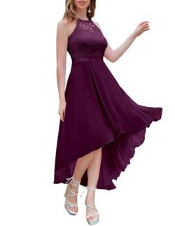 Wedtrend Abendkleid Elegant für Hochzeit Cocktailkleid Damen Kleid Konfirmation Damen Chiffon Kleider Spitzenkleid Damen Knielang WT0204 Grape XS von Wedtrend