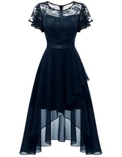 Wedtrend Abendkleid Hochzeit Brautjungfernkleider Elegant Cocktailkleid Vorne Kurz Hinten Lang Kleid WT0303 Navy S von Wedtrend