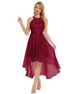 Wedtrend Abendkleid Kleider Midilang Abendkleid Rot Hochzeitskleid Elegant mit Spitzen WT0204 DarkRed XS von Wedtrend