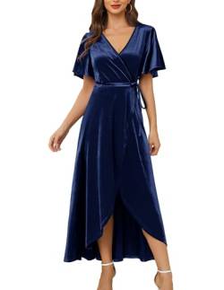 Wedtrend Abendkleid Marine Blau Lang Festlich Kleider Damen Kleider mit Schlitz Hochzeit Gast Kleid A Linie WTSR002 Navy XL von Wedtrend