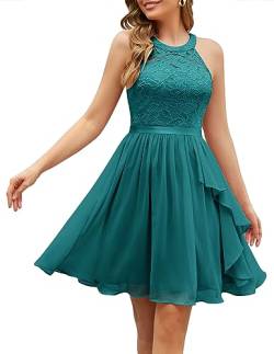 Wedtrend Abendkleider Abschlusskleid Damen Kleid Festlich Damen Elegant Kleider für Damen A Linie Sommer Kleider Knielang WT0213 PeacockGreen XS von Wedtrend