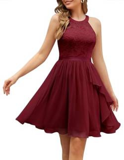 Wedtrend Abendkleider Damen Elegant Kleider Damen Sommer Cocktailkleid Damen Knielang WT0213 DarkRed XL von Wedtrend