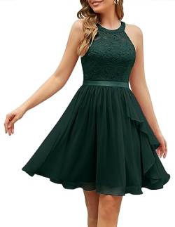 Wedtrend Abendkleider Damen Elegant für Hochzeitsgäste Abendkleid Grün Knielang Kleider Damen Festlich Kleid Damen Sommer WT0213 DarkGreen XL von Wedtrend