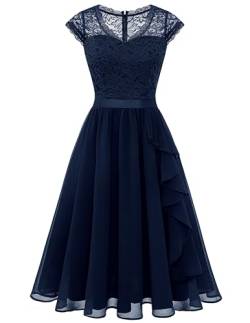 Wedtrend Abendkleider Elegant Cocktailkleid Damen Elegant für Hochzeit Kleid Damen Knielang WT0212 Navy 2XL von Wedtrend