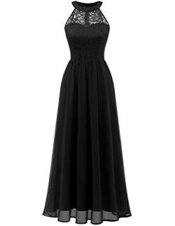 Wedtrend Abendkleider Elegant für Hochzeit Ballkleid Lang Damen Spitzenkleid Brautjungfer Kleid Cocktailkleid Schwarz 0201 Black XL von Wedtrend