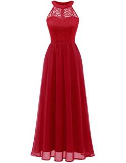 Wedtrend Abschlussballkleid Rot Coctailkleid Festliches Kleid Lang Kleid Spitze Damen Abendkleider Chiffon Sommerkleid WT0201 Red XS von Wedtrend