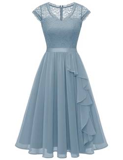 Wedtrend Cocktailkleid Damen Elegant Spitzenkleid Kleider Damen Sommer Knielang Ballkleid Hazeblau WT0212 Hazeblue 3XL von Wedtrend