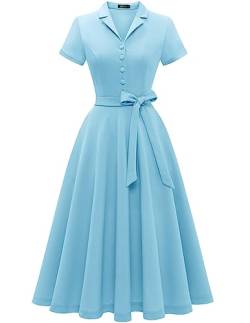 Wedtrend Cocktailkleid Damen Elegant für Hochzeit Abschlusskleid Petticoat Kleid 50er Jahre Kleid Elegantes Vintage Kleid Damen WTP30001 Blue 3XL von Wedtrend