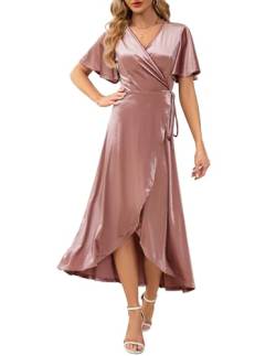 Wedtrend Cocktailkleid Damen Elegant für Hochzeit Samtkleid Lang Kleid Herbst Damen A Linie AbendkleiderWTSR002 Blush 2XL von Wedtrend