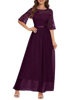 Wedtrend Cocktailkleid Elegant für Hochzeit Chiffon Kleid Damen Lang Kleid Festlich Damen Winterkleider Kleid Damen Elegant WT0314 Grape M von Wedtrend