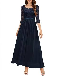 Wedtrend Cocktailkleid Elegant für Hochzeit Elegant V-Ausschnitt Cocktailkleid Kleid a Linie Partykleid Boho Kleid Lang WT0312 Navy L von Wedtrend