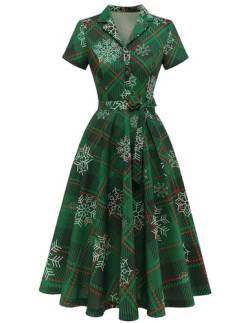 Wedtrend Cocktailkleid Midi Petticoat Kleid 50er Jahre Jugendweihe Kleider Konfirmationskleider Damen Kleid Vintage WTP30001 GreenPlaidsSnowflake M von Wedtrend