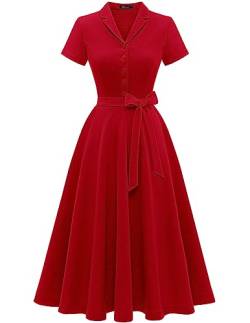 Wedtrend Cocktailkleid Midi Petticoat Kleid 50er Jahre Jugendweihe Kleider Konfirmationskleider Damen Kleid Vintage WTP30001 Red L von Wedtrend