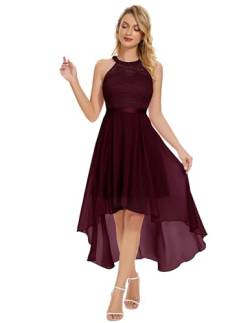 Wedtrend Cocktailkleid Neckholder Kleid Festlich Frauen Ballkleid Kurz Elegant Chiffon Brautkleid WT0204 Burgundy L von Wedtrend