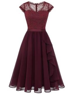 Wedtrend Cocktailkleider Damen Kurz Festliches Kleid Damen Hochzeit Ballkleid Kurz WT0212 Burgundy M von Wedtrend