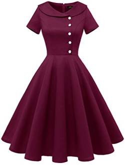 Wedtrend Damen 50er Jahre Kleid Elegant Petticoat Kleid Herbst A Linie Burgund WTP20007 Burgundy XL von Wedtrend