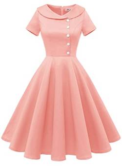 Wedtrend Damen 50er Jahre Kleid Vintage Rockabilly Retro Kleid Hepburn Stil Cocktailkleid Blush WTP20007 Blush XXL von Wedtrend