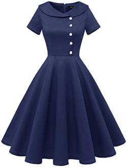 Wedtrend Damen Kleid 50er Swing Kleid Festlich Rockabilly Petticoat Kleid Marine WTP20007 Navy L von Wedtrend