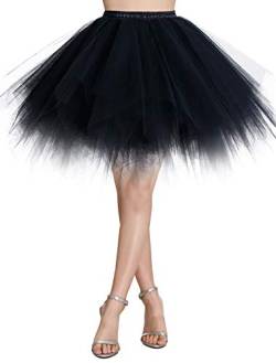 Wedtrend Damen Petticoat Tutu Tüllrock 50er Kurz Ballet Tanzkleid Unterrock Cosplay Crinoline Rockabilly für Karneval Partykleid WTC10036 1Black S von Wedtrend