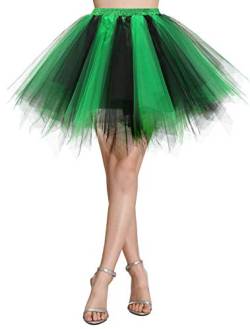 Wedtrend Damen Petticoat Tutu Tüllrock 50er Kurz Ballet Tanzkleid Unterrock Cosplay Crinoline Rockabilly für Karneval Partykleid WTC10036 Black Green L von Wedtrend