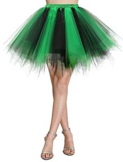 Wedtrend Damen Petticoat Tutu Tüllrock 50er Kurz Ballet Tanzkleid Unterrock Cosplay Crinoline Rockabilly für Karneval Partykleid WTC10036 Black Green M von Wedtrend