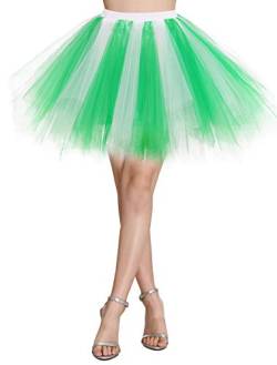 Wedtrend Damen Petticoat Tutu Tüllrock 50er Kurz Ballet Tanzkleid Unterrock Cosplay Crinoline Rockabilly für Karneval Partykleid WTC10036 GreenWhite L von Wedtrend