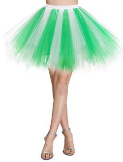 Wedtrend Damen Petticoat Tutu Tüllrock 50er Kurz Ballet Tanzkleid Unterrock Cosplay Crinoline Rockabilly für Karneval Partykleid WTC10036 GreenWhite S von Wedtrend