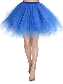 Wedtrend Damen Petticoat Tutu Tüllrock 50er Kurz Ballet Tanzkleid Unterrock Cosplay Crinoline Rockabilly für Karneval Partykleid WTC10036-RoyalBlue-S von Wedtrend