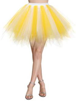 Wedtrend Damen Petticoat Tutu Tüllrock 50er Kurz Ballet Tanzkleid Unterrock Cosplay Crinoline Rockabilly für Karneval Partykleid WTC10036 Yellow White S von Wedtrend