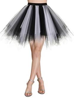 Wedtrend Damen Petticoat Tutu Tüllrock 50er Kurz Ballet Tanzkleid Unterrock Cosplay Crinoline Rockabilly für Karneval Partykleid WTC10036BlackWhiteL von Wedtrend