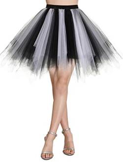 Wedtrend Damen Petticoat Tutu Tüllrock 50er Kurz Ballet Tanzkleid Unterrock Cosplay Crinoline Rockabilly für Karneval Partykleid WTC10036BlackWhiteS von Wedtrend