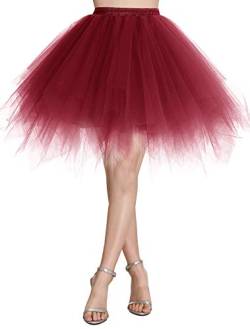 Wedtrend Damen Petticoat Tutu Tüllrock 50er Kurz Ballet Tanzkleid Unterrock Cosplay Crinoline Rockabilly für Karneval Partykleid WTC10036BurgundyL von Wedtrend