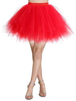 Wedtrend Damen Petticoat Tutu Tüllrock 50er Kurz Ballet Tanzkleid Unterrock Cosplay Crinoline Rockabilly für Karneval Partykleid WTC10036RedS von Wedtrend