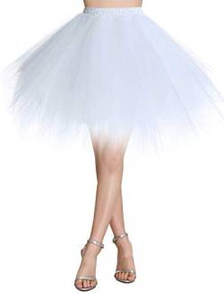 Wedtrend Damen Petticoat Tutu Tüllrock 50er Kurz Ballet Tanzkleid Unterrock Cosplay Crinoline Rockabilly für Karneval Partykleid WTC10036WhiteS von Wedtrend