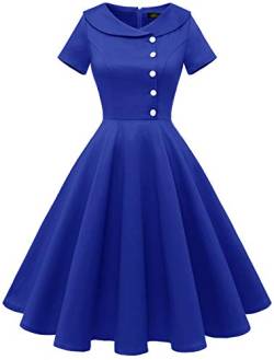 Wedtrend Damen Vintage Kleid Rockabilly Swing Kleid Kurzer Ärmel Kleid 50er Jahre Kleid Festlich WTP20007 Royalblue XS von Wedtrend
