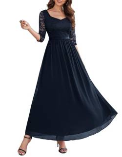 Wedtrend Elegant Cocktailkleider Kleid Langarm Damen Sommerkleid Ballkleid Lang Chiffonkleid mit Chiffon WT0312 Navy M von Wedtrend