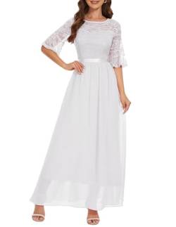 Wedtrend Elegante Abendkleider Damen Kleid Damen Elegant Cocktailkleid Damen Maxikleid Sommer WT0314 White 3XL von Wedtrend