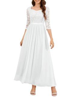 Wedtrend Festliche Kleider für Damen Hochzeit Gast Sexy Kleid Damen Langes Sommerkleid Damen a Linien Kleid WT0312 White M von Wedtrend