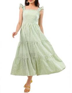 Wedtrend Freizeitkleid Damen Sommerkleid Ärmelloses Damenkleid Bequemes Leichtes Kleid WTF10005 GreenStrip 2XL von Wedtrend